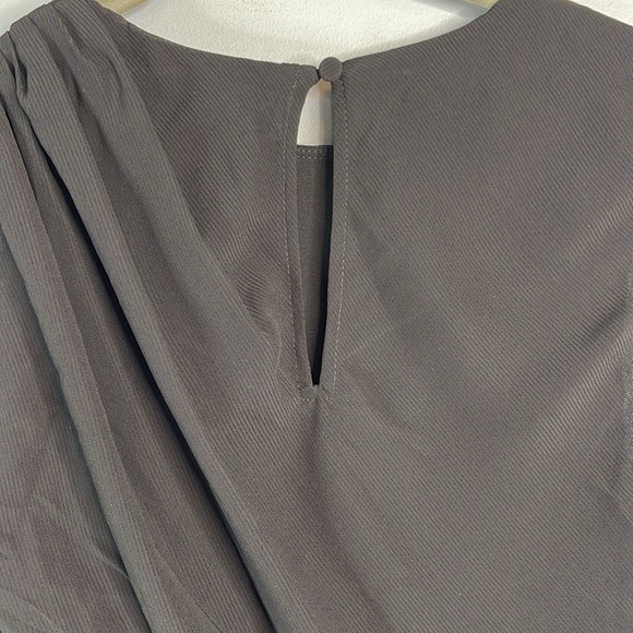 Abercrombie & Fitch NWT Draped Sheer Waist Maxi Dress Black High Neck Crepe M - Picture 6 of 13